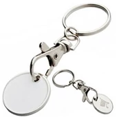 "Shopping" kulcstartó - bevásárlókocsi érmével - fehér