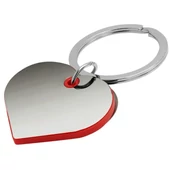 Szív alakú fém kulcstartó,  piros műanyag belsővel - Mara
