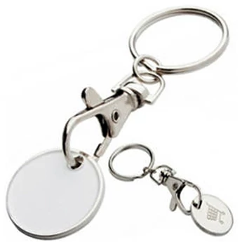 "Shopping" kulcstartó - bevásárlókocsi érmével - fehér