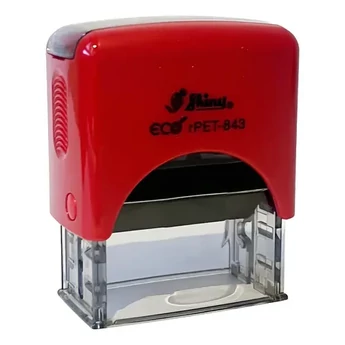 Shiny - rPET-843 bélyegző - 47 x 18 mm - piros ház / natúr párna - gravirnagyker.hu - Shiny bélyegző - rPET-843-3/0