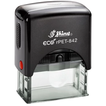 Shiny - rPET-842 bélyegző - 38 x 14 mm - fekete ház / natúr párna - gravirnagyker.hu - rPET-842-1/0