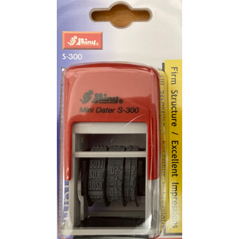 Shiny - 300 önfestékező dátumbélyegző, mini - szám 3 mm - piros ház / fekete párna