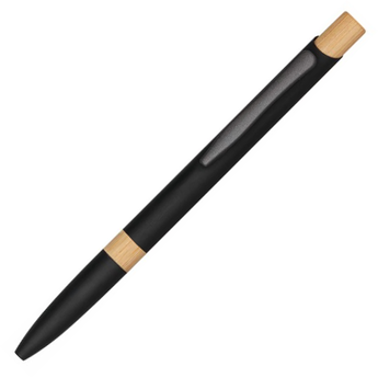 "Takeo" golyóstoll - alumínium, bambusz - fekete