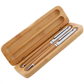 "Uzma" szett - golyóstoll+rollertoll - bambusz