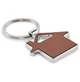 Ház alakú kulcstartó PU bőr betéttel, barna - Udine